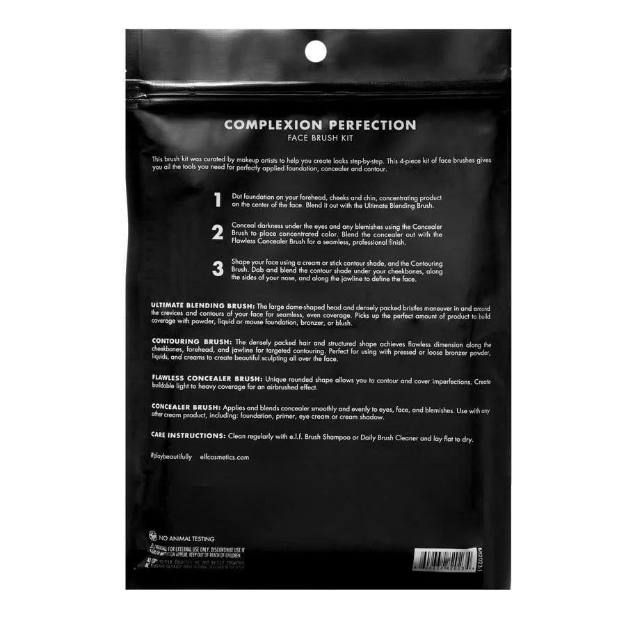 elf cosmetics Complexion Perfection Brush Kit, 4-piece face brush kit