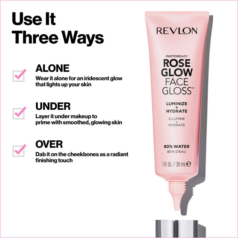 Revlon PhotoReady Rose Glow Face Gloss, Illuminating Hydrating Primer, Non-Sticky Gel