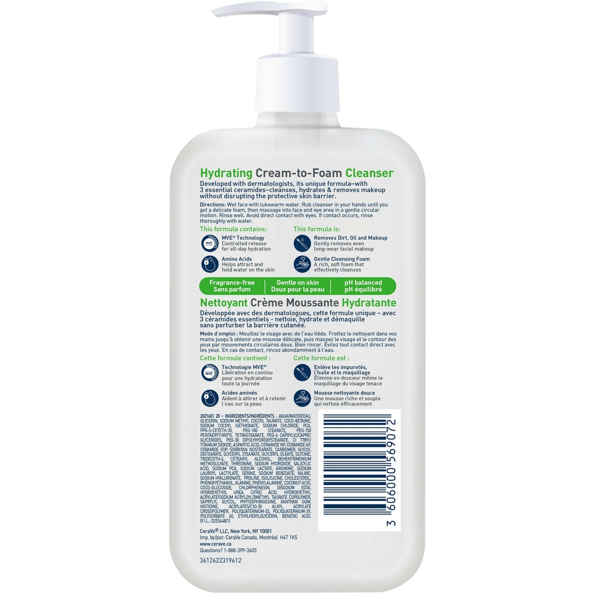 Cerave Hydrating Cream-to-Foam Cleanser Makeup Remover and Face Wash With Hyaluronic Acid