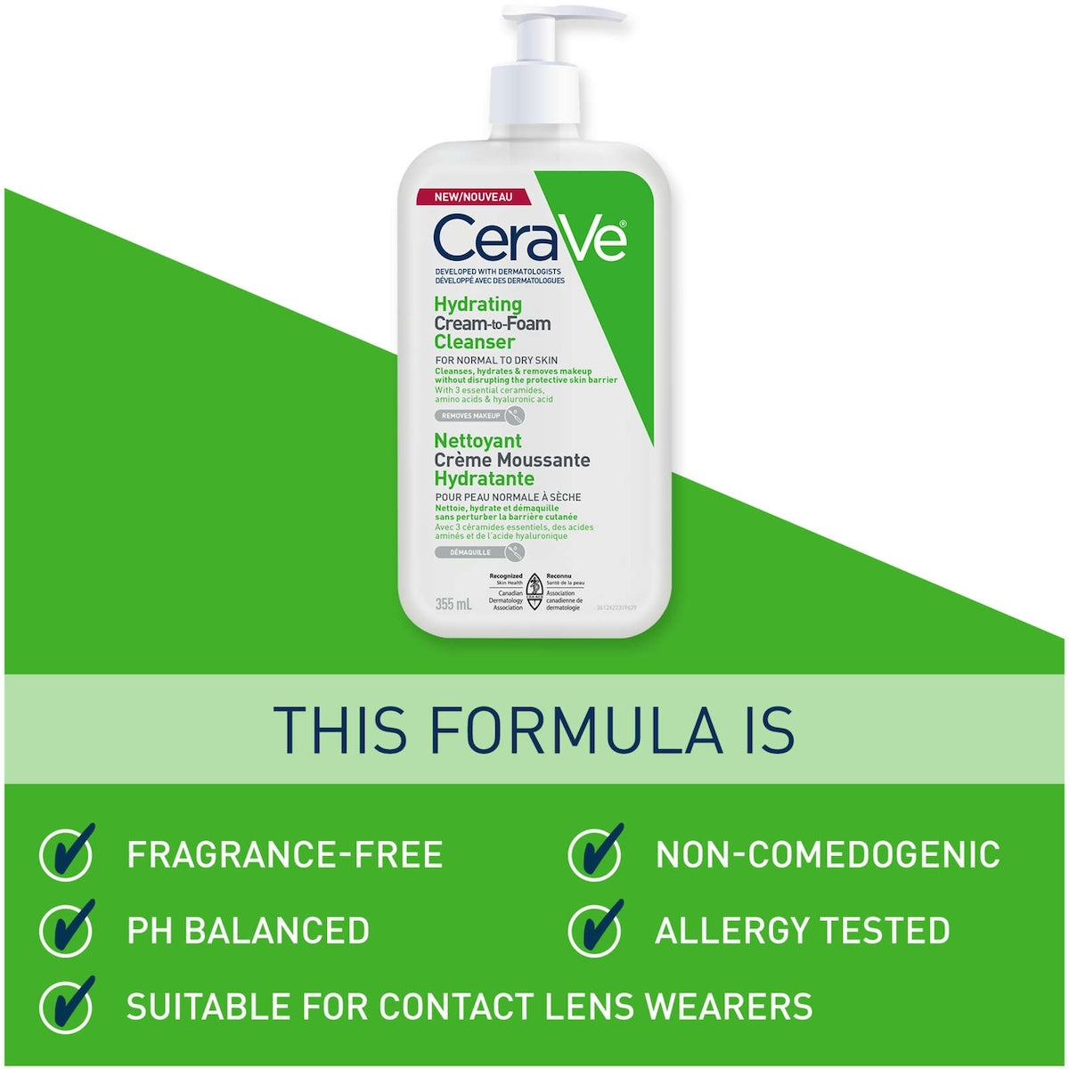 Cerave Hydrating Cream-to-Foam Cleanser Makeup Remover and Face Wash With Hyaluronic Acid