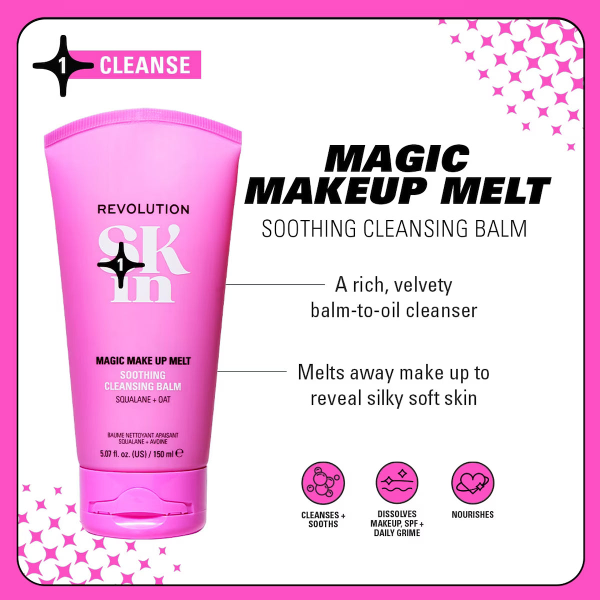 Revolution Skin Magic Make Up Melt Squalane & Oat Soothing Cleansing Balm
