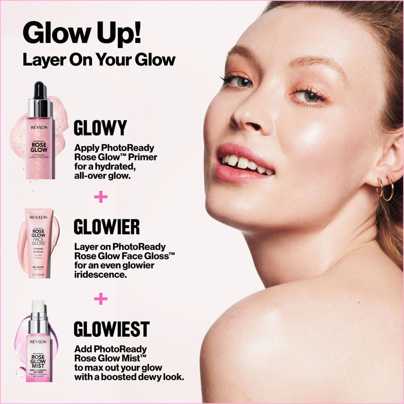 Revlon PhotoReady Rose Glow Face Gloss, Illuminating Hydrating Primer, Non-Sticky Gel