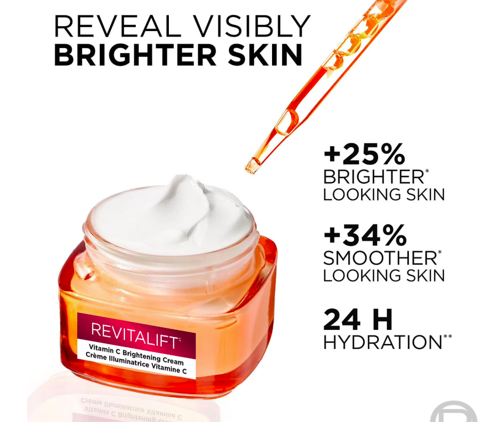 Loreal Vitamin C Brightening Daily Moisturizing Cream, 50mL, Brightening Cream