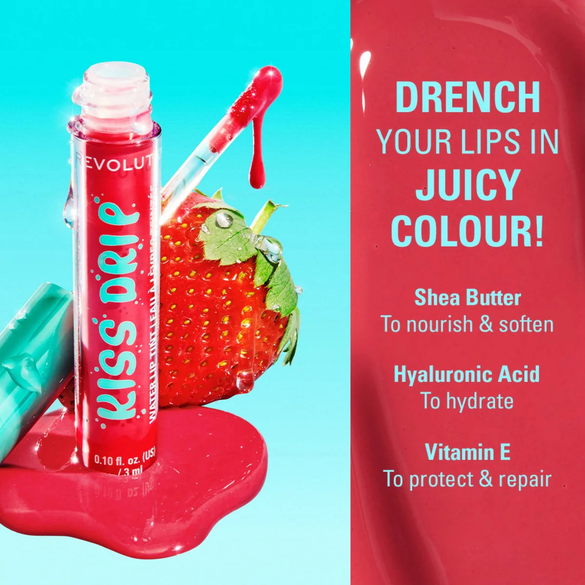 Revolution  Kiss Drip Water Lip Tint Strawberry Drizzle