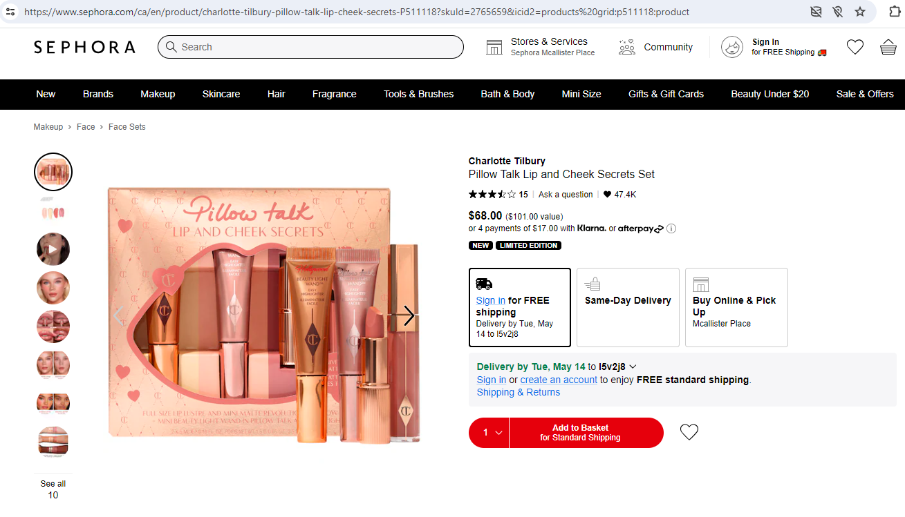 Charlotte Tilbury Pillow Talk Lip and Cheek Secrets Set