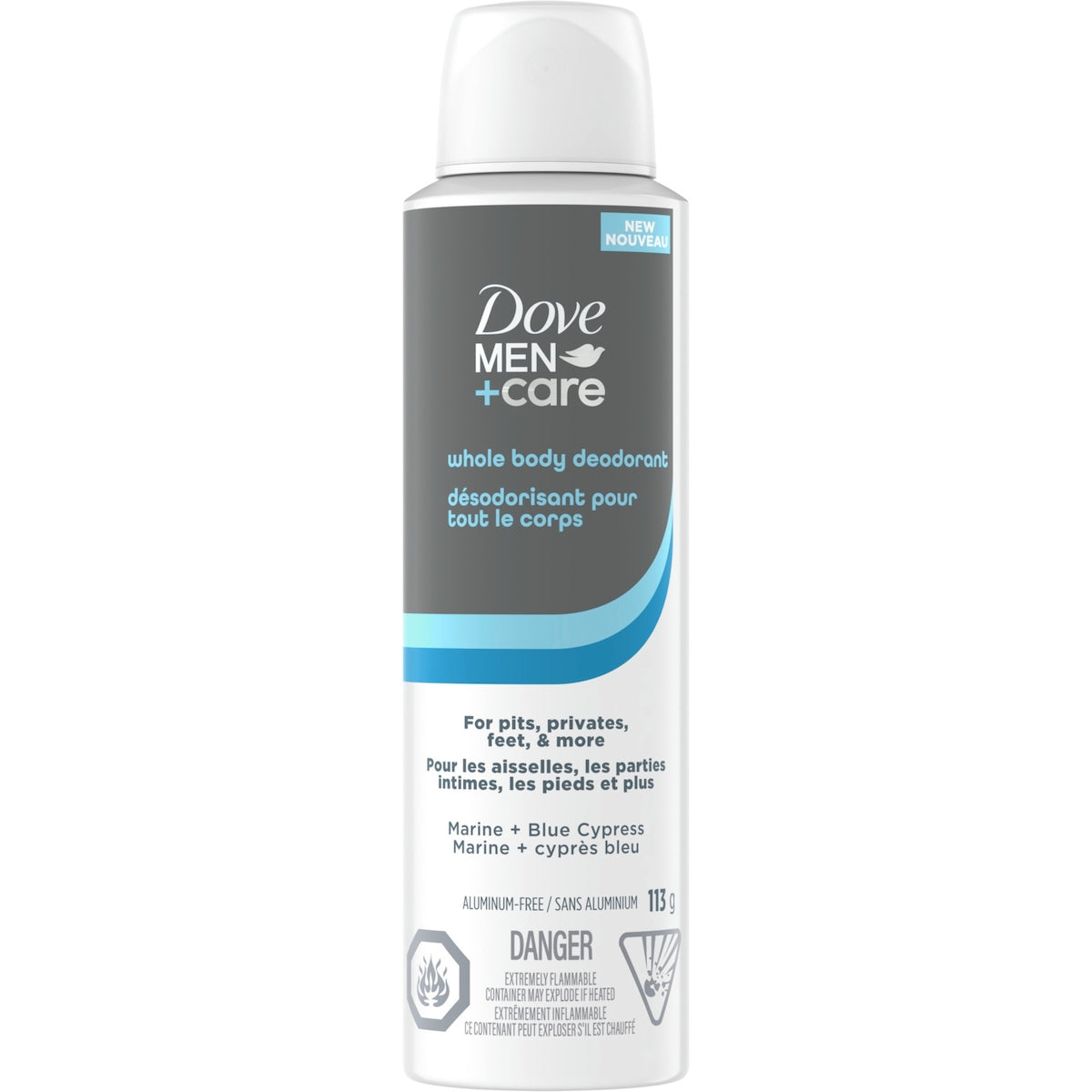 Dove Men+Care Whole Body Déodorant For 72H Odour Protection Marine + Blue Cypress