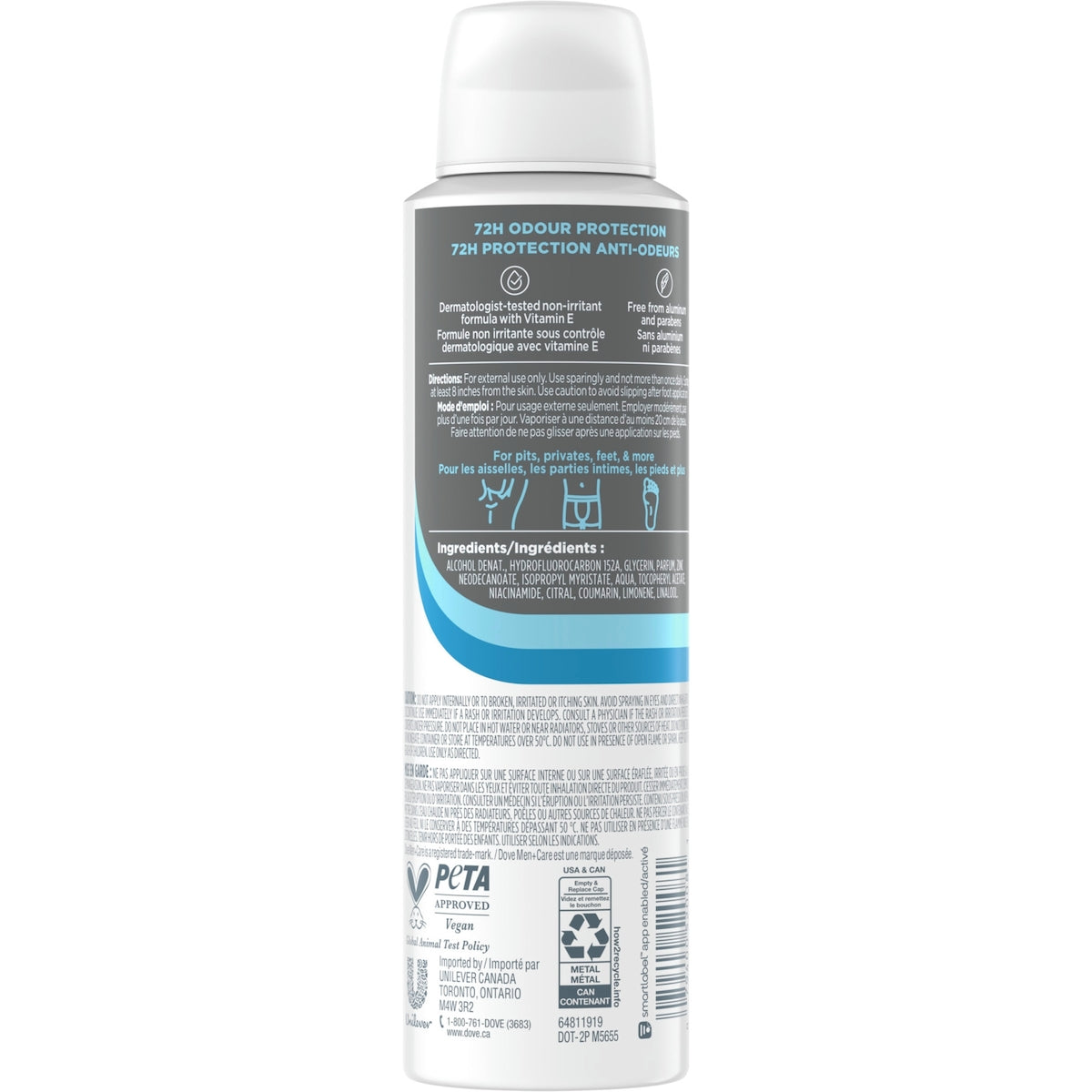 Dove Men+Care Whole Body Déodorant For 72H Odour Protection Marine + Blue Cypress