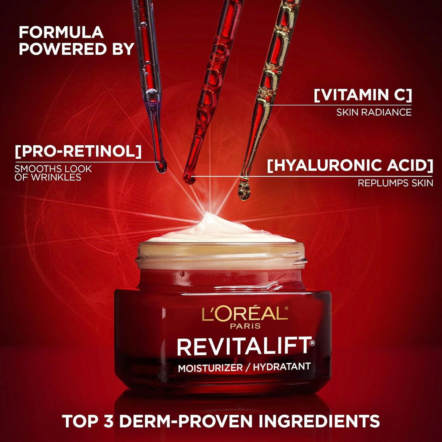 L'Oréal Day Cream Pro-Retinol, Vitamin C & Hyaluronic Acid, Revitalift Triple Power