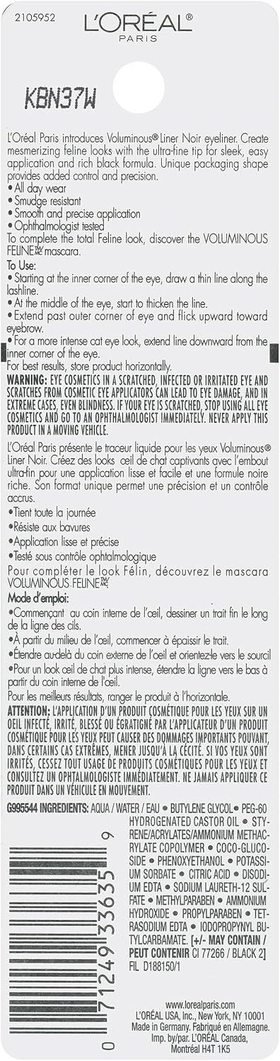 LOreal Paris Voluminous Liner Noir, Blackest Black 300