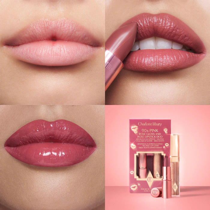 Charlotte Tilbury K.I.S.S.I.N.G Lipstick and Lip Gloss Duos 90's Pink - warm rosewood pink