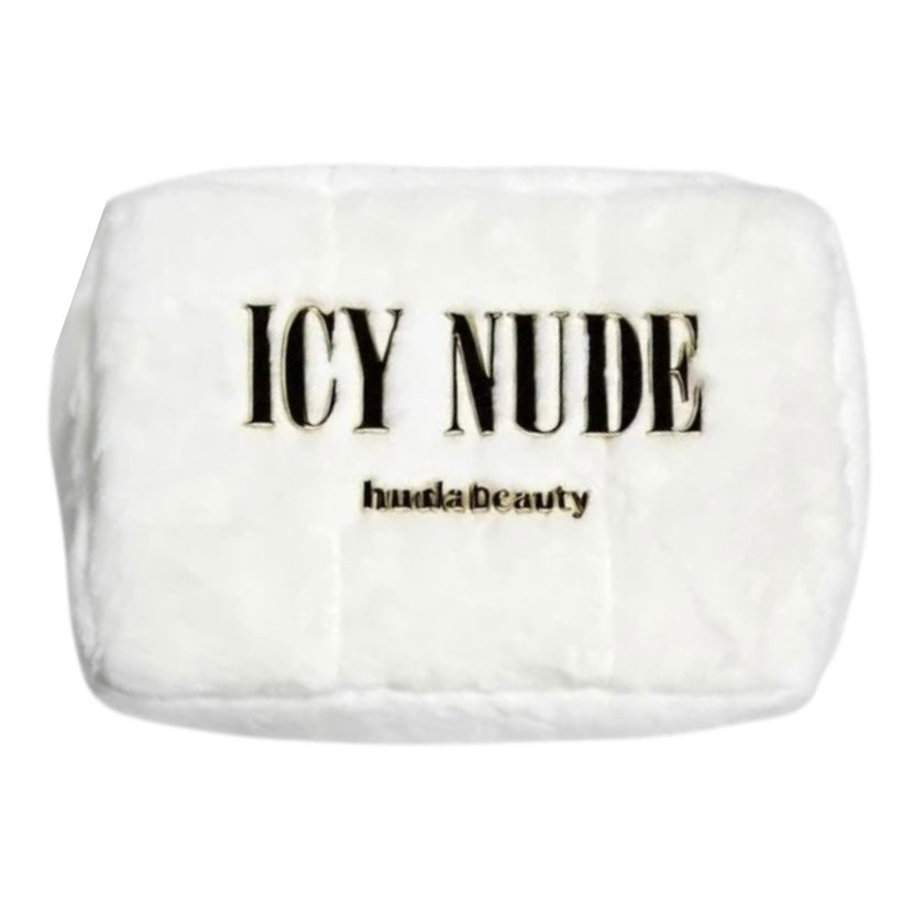 Huda Beauty Icy Nude Collection Exclusive Cosmetic Bag White Faux Fur