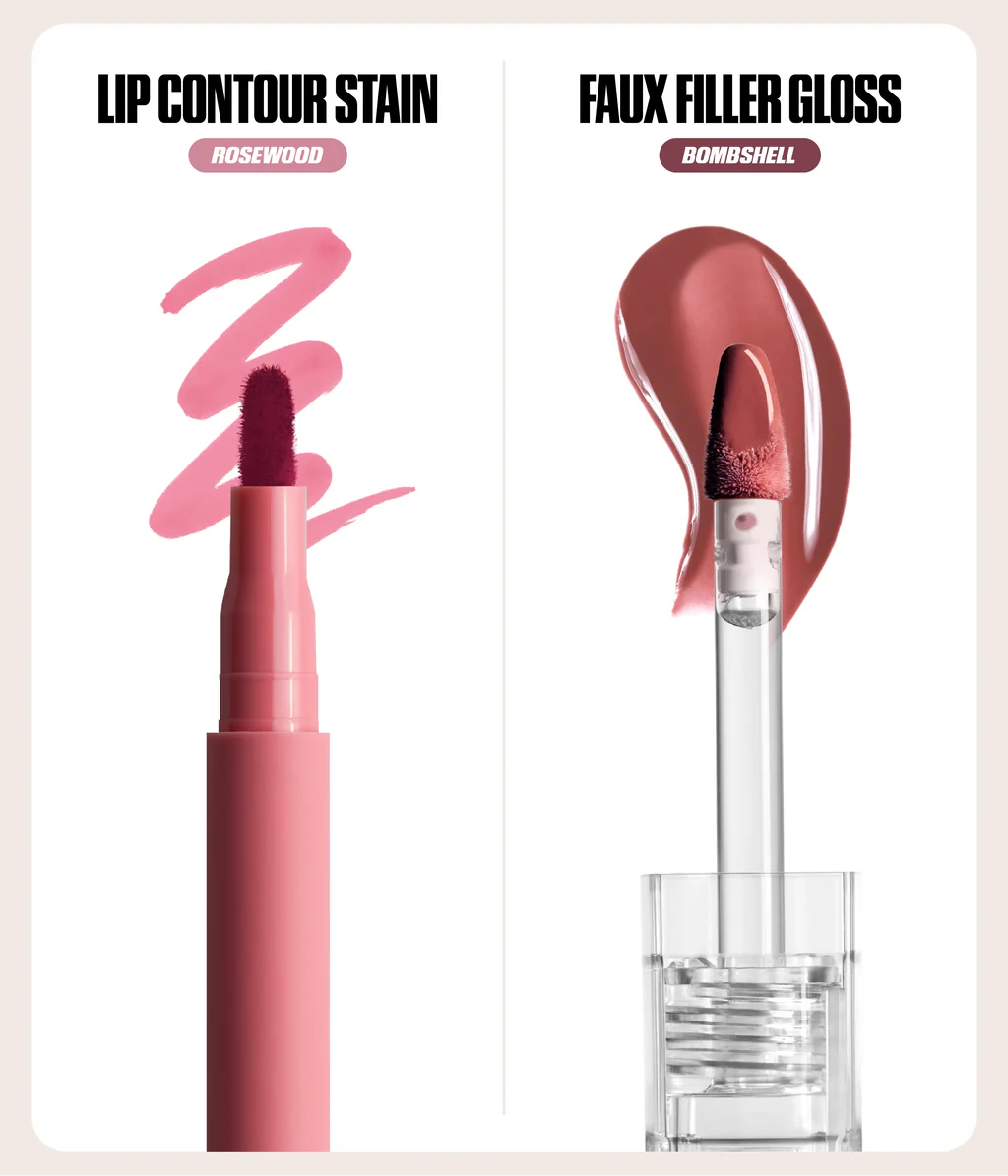 Huda Beauty MAKEOUT SESH LIP DUO ROSY NUDES
