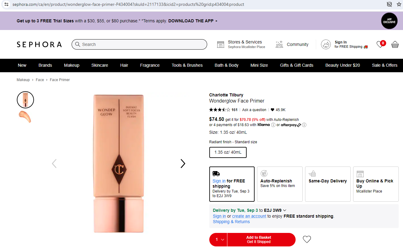 Charlotte Tilbury Wonderglow Face Primer