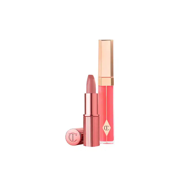 Charlotte Tilbury K.I.S.S.I.N.G Lipstick and Lip Gloss Duos Icon Baby - warm nude baby pink