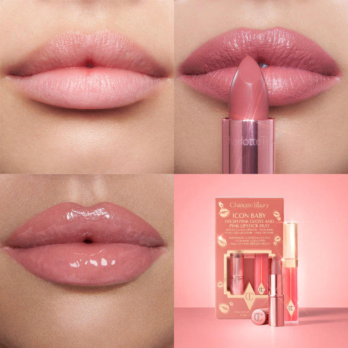 Charlotte Tilbury K.I.S.S.I.N.G Lipstick and Lip Gloss Duos Icon Baby - warm nude baby pink