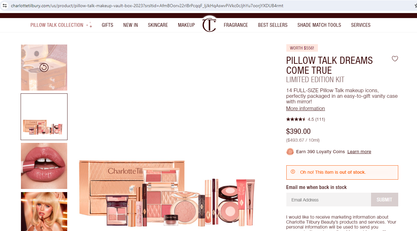 Charlotte Tilbury PILLOW TALK DREAMS COME TRUE LIMITED EDITION KIT - vanity case with mirror