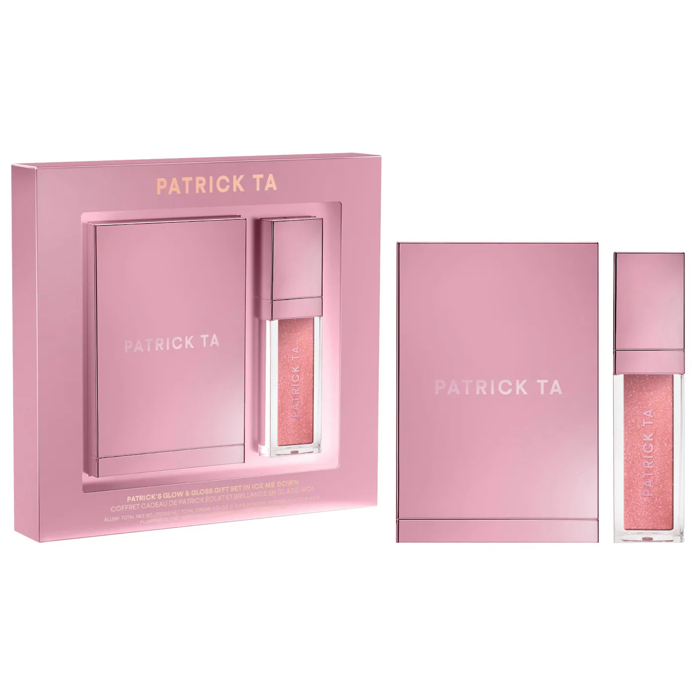 PATRICK TA  Patrick's Glow and Gloss Set: Major Headlines Blush Duo and Lip Gloss Makeup Gift Set