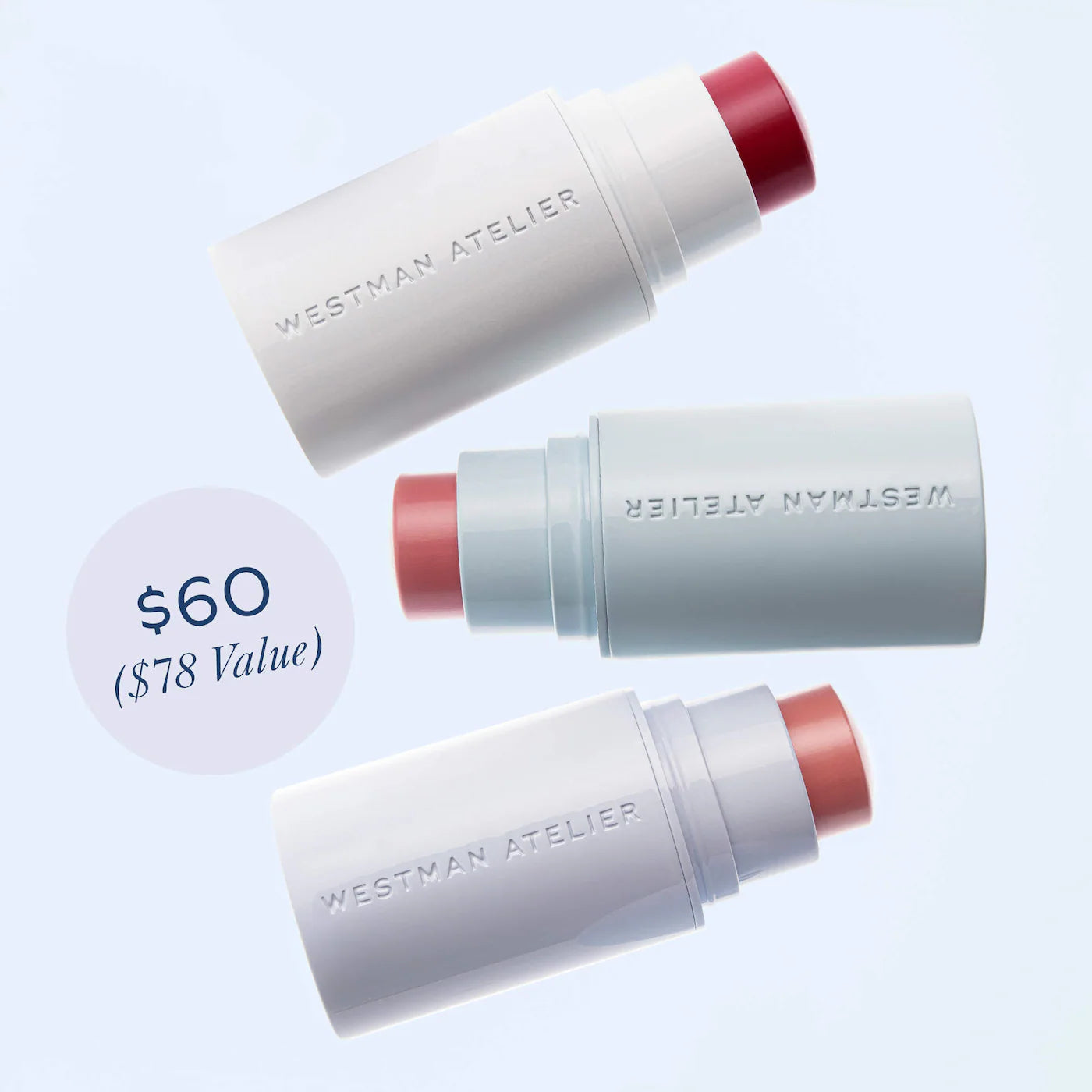 Westman Atelier  Mini Baby Cheeks Lip + Cheek Cream Blush Stick Trio Gift Set