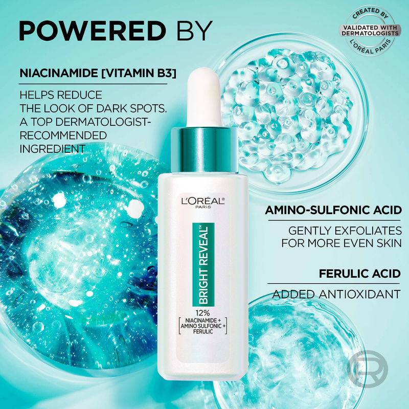 L'Oréal Bright Reveal Dark Spot Face Serum with 12% Niacinamide + Ferulic + Amino Sulfonic Acids